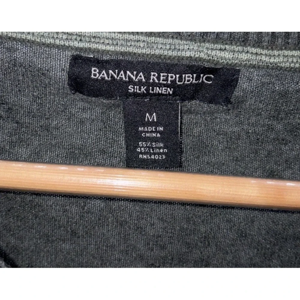 Banana Republic Sweater Mens Medium Gray Silk Linen‎ Blend Pullover Crew Neck